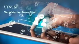  Presentation with social - Slide set consisting of close-up-of-a-hand background and a ocean colored foreground