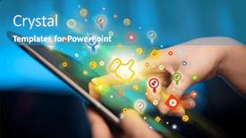  Presentation with social - Presentation consisting of close-up-of-a-hand background and a teal colored foreground