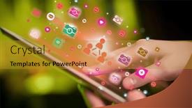  Presentation with social - PPT theme enhanced with close-up-of-a-hand background and a gold colored foreground