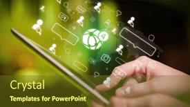  Presentation with social - Presentation theme with close-up-of-a-hand background and a tawny brown colored foreground