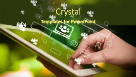  Presentation with social - Theme consisting of close-up-of-a-hand background and a tawny brown colored foreground