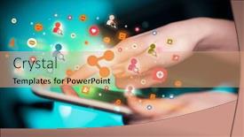  Presentation with social - Presentation theme enhanced with close-up-of-a-hand background and a coral colored foreground