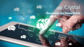  Presentation with social - Theme having close-up-of-a-hand background and a ocean colored foreground