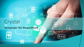  Presentation with social - Slides consisting of close-up-of-a-hand background and a  colored foreground