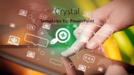  Presentation with social - Slide deck with close-up-of-a-hand background and a coral colored foreground