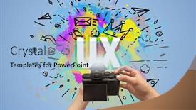  Presentation with digital - Theme with close-up-of-a-hand background and a light blue colored foreground