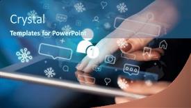  Presentation with social - Slide set having close-up-of-a-hand background and a  colored foreground