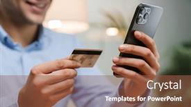  Presentation with online shopping - PPT theme with close-up-of-a-handsome background and a tawny brown colored foreground