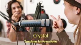  Presentation with singer - Slide deck having close-up-of-a-happy background and a tawny brown colored foreground