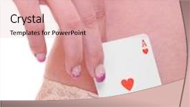  Presentation with hidden - PPT theme featuring close up of a hidden ace in women's lingerie love metaphor background and a coral colored foreground