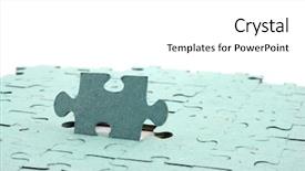  Presentation with jigsaw - Audience pleasing PPT theme consisting of close up of a jigsaw backdrop and a  colored foreground