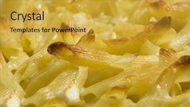  Presentation with macaroni cheese - Beautiful presentation theme featuring close up of a macaroni and cheese backdrop and a yellow colored foreground