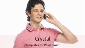  Presentation with phone - Colorful PPT theme enhanced with close-up of a man backdrop and a coral colored foreground