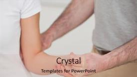  Presentation with man woman - PPT theme with close-up of a man background and a coral colored foreground