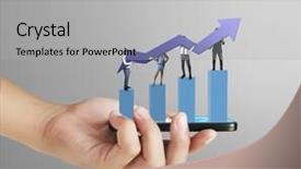  Presentation with show - Amazing presentation design having close up of a man using mobile smart phone show business graph backdrop and a light gray colored foreground