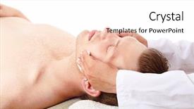  Presentation with facial - PPT theme with close up of a man receiving facial massage from a woman background and a white colored foreground