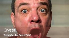  Presentation with aged - Amazing theme having close-up of a middle aged surprised shocked man with a red face backdrop and a tawny brown colored foreground