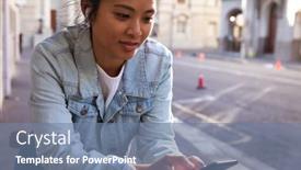  Presentation with city buildings - Audience pleasing presentation consisting of close-up-of-a-mixed backdrop and a seafoam green colored foreground