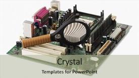  Presentation with mother board - Slides with close-up of a mother board and a magnifying glass background and a mint green colored foreground