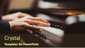  Presentation with piano keyboard - Audience pleasing PPT theme consisting of close-up-of-a-musician backdrop and a tawny brown colored foreground