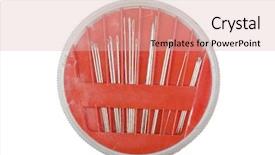  Presentation with sewing needle - Audience pleasing PPT theme consisting of close-up of a needle backdrop and a lemonade colored foreground
