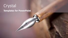  Presentation with writing pen - Theme featuring close-up-of-a-nib background and a  colored foreground