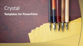  Presentation with retro - PPT theme consisting of close-up-of-a-nib background and a gray colored foreground