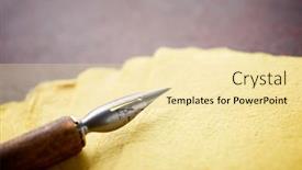  Presentation with writing pen - Theme with close-up-of-a-nib background and a blonde colored foreground