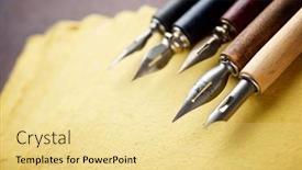  Presentation with retro - PPT layouts featuring close-up-of-a-nib background and a blonde colored foreground