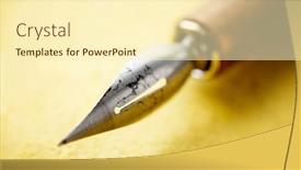 Presentation with writing pen - Presentation theme having close-up-of-a-nib background and a  colored foreground
