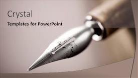  Presentation with writing pen - Presentation with close-up-of-a-nib background and a  colored foreground