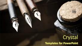  Presentation with retro - Presentation theme featuring close-up-of-a-nib background and a  colored foreground