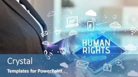  Presentation with human social - Amazing presentation theme having close-up-of-a-person backdrop and a teal colored foreground