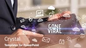  Presentation with viral - PPT layouts with close-up-of-a-person background and a coral colored foreground