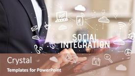  Presentation with networking - Beautiful slide deck featuring close-up-of-a-person backdrop and a coral colored foreground