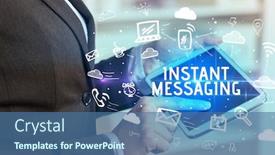  Presentation with instant messaging - Slide set with close-up-of-a-person background and a ocean colored foreground