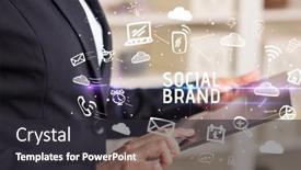  Presentation with brand - Beautiful PPT layouts featuring close-up-of-a-person backdrop and a dark gray colored foreground