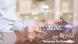  Presentation with instant messaging - Amazing theme having close-up-of-a-person backdrop and a violet colored foreground