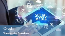  Presentation with social media - Presentation having close-up-of-a-person background and a teal colored foreground