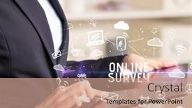  Presentation with online survey - Colorful theme enhanced with close-up-of-a-person backdrop and a coral colored foreground