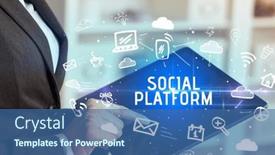  Presentation with networking - Presentation design having close-up-of-a-person background and a ocean colored foreground