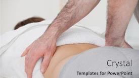  Presentation with physiotherapist - PPT layouts with steatosis - close-up of a physiotherapist massaging background and a light gray colored foreground