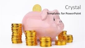  Presentation with piggy bank - Slide deck featuring close-up-of-a-pink background and a  colored foreground