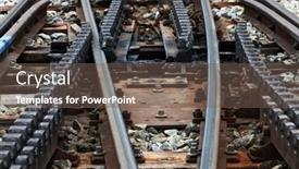  Presentation with railroad - PPT theme consisting of close-up-of-a-railroad background and a tawny brown colored foreground