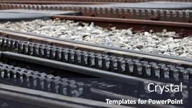  Presentation with railroad - PPT theme having close-up-of-a-railroad background and a tawny brown colored foreground
