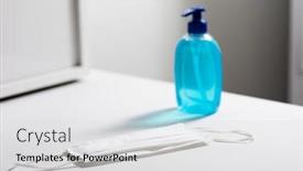  Presentation with face mask - Slide set featuring close-up-of-a-sanitizer background and a light gray colored foreground