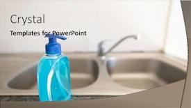  Presentation with disinfection - Slide deck enhanced with close-up-of-a-sanitizer background and a sky blue colored foreground