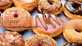  Presentation with donuts - Audience pleasing theme consisting of close-up-of-a-selection backdrop and a coral colored foreground