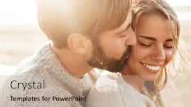  Presentation with beach - PPT theme having close-up-of-a-smiling background and a mint green colored foreground