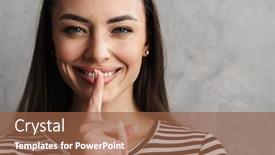  Presentation with lips - Cool new slides with close-up-of-a-smiling backdrop and a tawny brown colored foreground